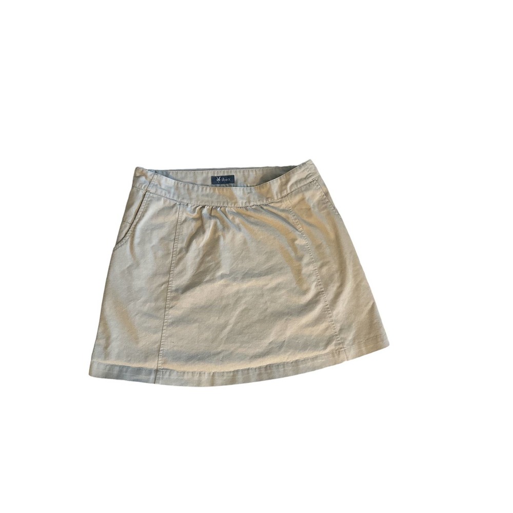 Women 8 Ibex Khaki Brown Skirt Hemp Organic Cotton Side Zip Mini Outdoor Travel